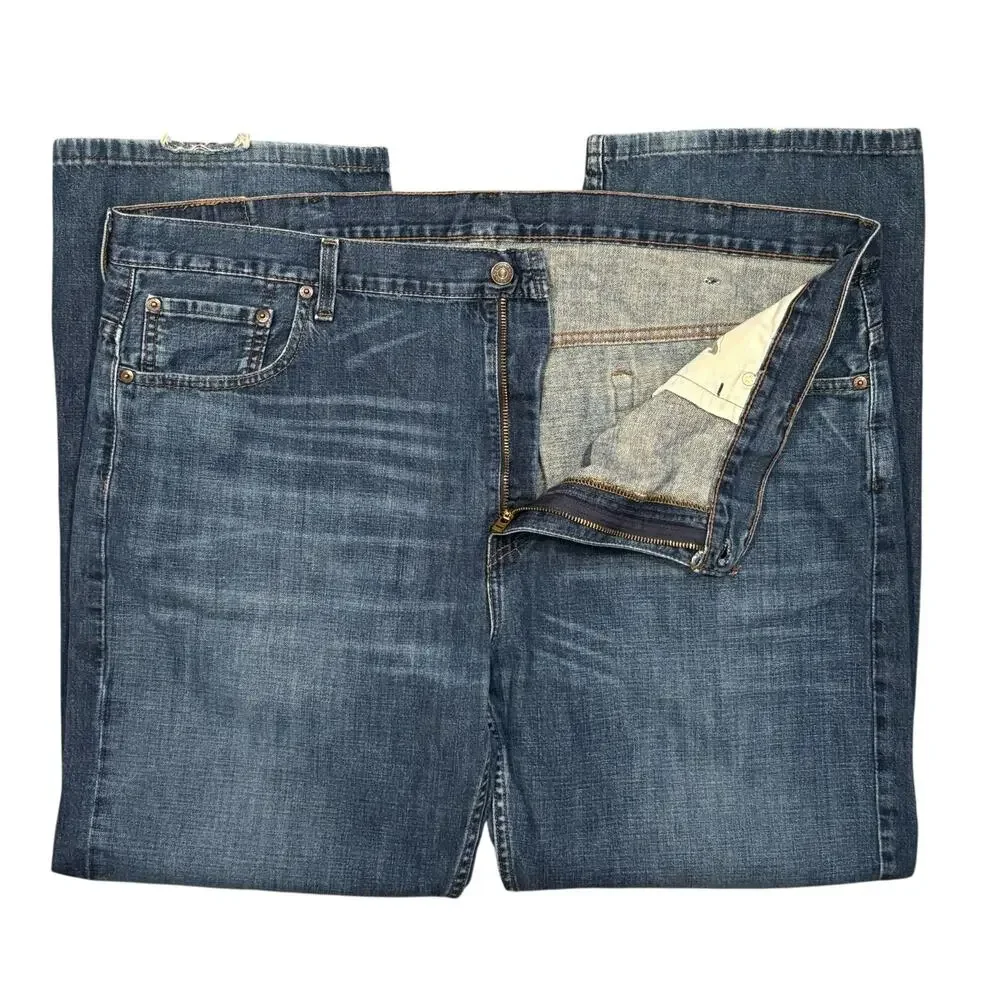 Levi's 569 Loose Straight Fit Medium Dark Wash Denim Low Rise Jeans Mens 42 32
